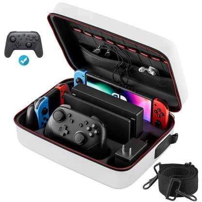 Switch Case for Nintendo Switch and Switch OLED Model, Portable Full Protection Carrying Travel Bag with 18 Game Cards Storage for Switch Console Pro Controller Accessories Black