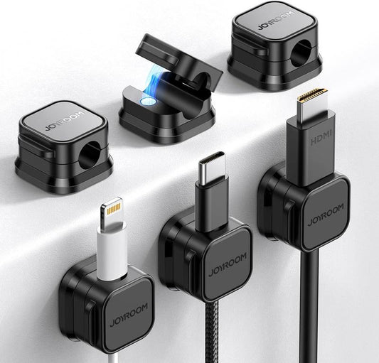 6 Pack Magnetic Cable Clips [Cable Smooth Adjustable] Cord Holder, under Desk Cable Management, Wire Holder for Home Office Desk Phone Car Wall