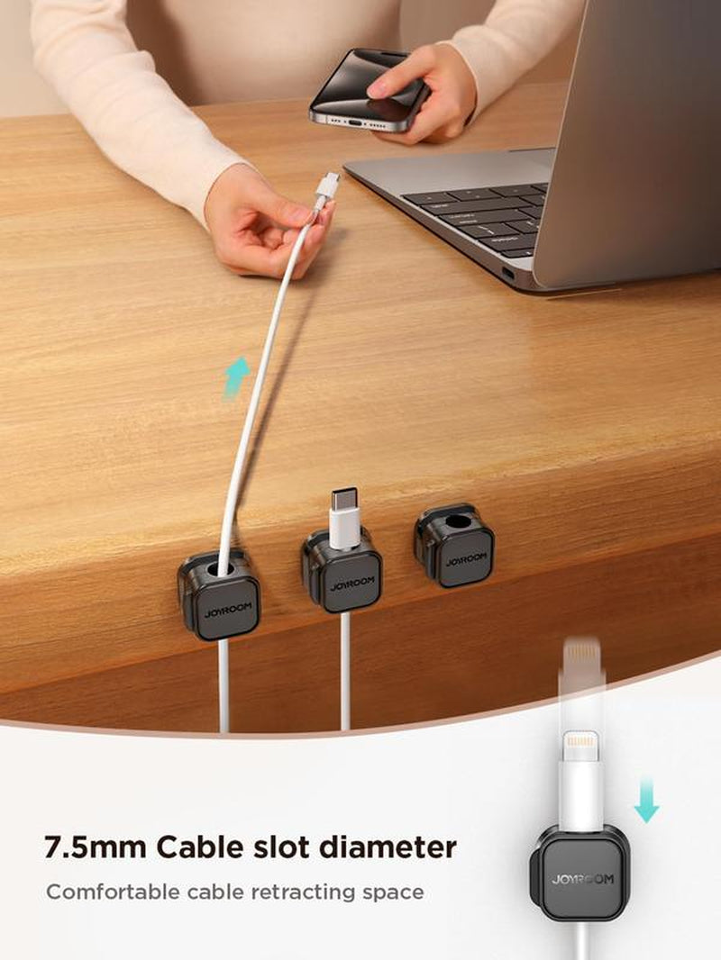 6 Pack Magnetic Cable Clips [Cable Smooth Adjustable] Cord Holder, under Desk Cable Management, Wire Holder for Home Office Desk Phone Car Wall