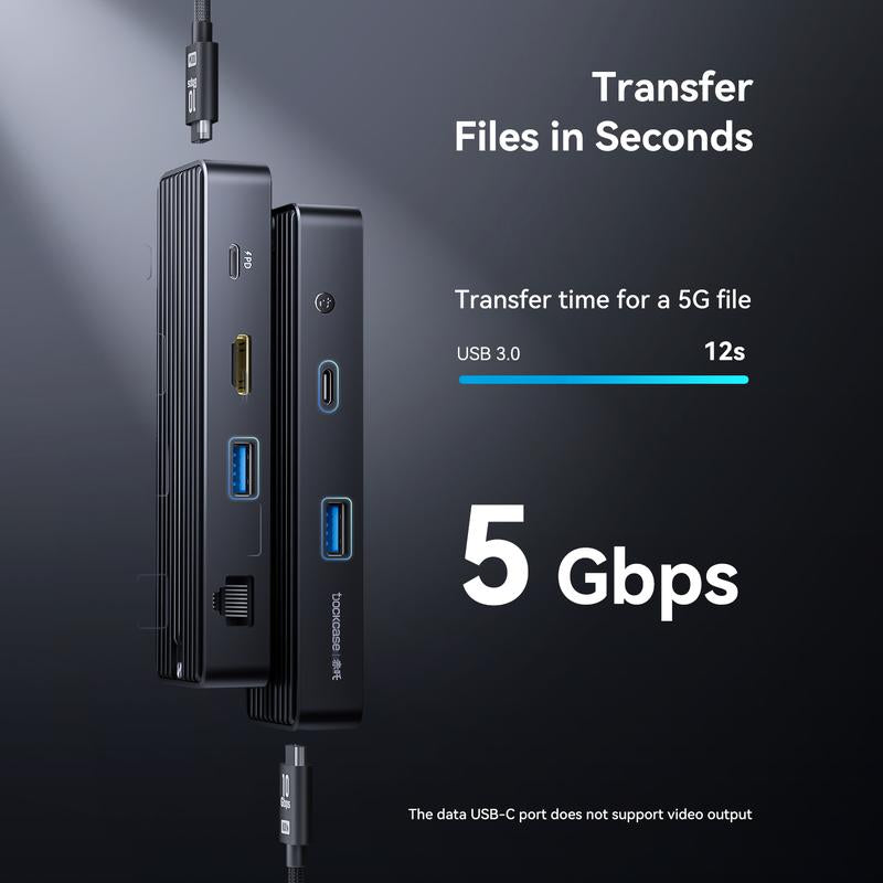 DOCKCASE Explorer Edition Visual Smart USB C Hub (6-In-1) with HDMI Port 4K@60Hz,Gigabit Ethernet,Usb-C and 2 USB-A 5Gbps Data Ports, 100W PD Power Delivery, for Macbook Air/Pro, XPS, and More