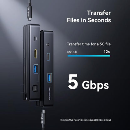 DOCKCASE Explorer Edition Visual Smart USB C Hub (6-In-1) with HDMI Port 4K@60Hz,Gigabit Ethernet,Usb-C and 2 USB-A 5Gbps Data Ports, 100W PD Power Delivery, for Macbook Air/Pro, XPS, and More
