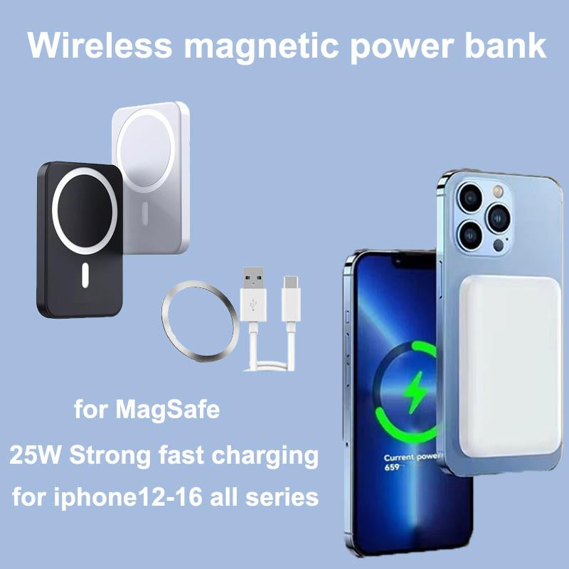Ultra-Slim 5000Mah & 10000Mah Magnetic Wireless Power Bank - Portable Fast Charger for Iphone12/13/14/15/16Plus/Pro Max/Mini & All Devices - Sleek Design for On-The-Go Power Charging