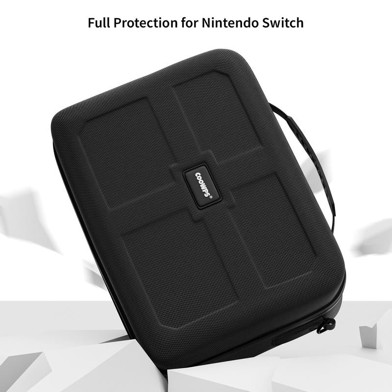 Switch Case for Nintendo Switch and Switch OLED Model, Portable Full Protection Carrying Travel Bag with 18 Game Cards Storage for Switch Console Pro Controller Accessories Black