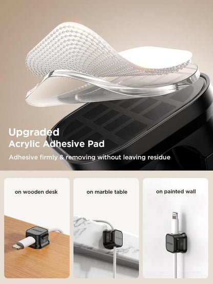 6 Pack Magnetic Cable Clips [Cable Smooth Adjustable] Cord Holder, under Desk Cable Management, Wire Holder for Home Office Desk Phone Car Wall